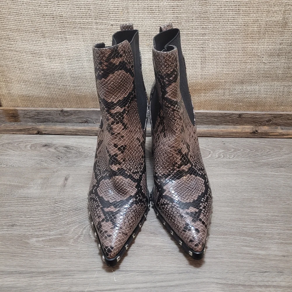 Charles By Charles David Snakeskin Ankle Boots with Studs Size 10
